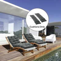 Outsunny Set of 2 Outdoor Chaise Lounge Cushions, 72" x 22" Patio Lounge Chair Cushions with Ties for Outdoor, Indoor, Dark Grey(m-1)