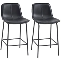 HOMCOM Bar Stools Set of 2, Upholstered Counter Height Bar Chairs, Kitchen Stools with Steel Legs(m-11)