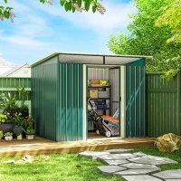 Outsunny 6' x 8.5' Outdoor Metal Garden Shed Utility Tool Storage Steel Backyard House, Dark Green(m-8)