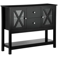HOMCOM Sideboard Buffet Cabinet, Coffee Bar Cabinet with Storage Drawers and Glass Door for Kitchen, Living Room, Entryway, Black(m-1)