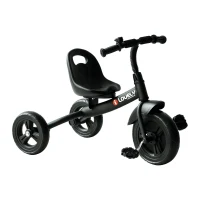 Qaba 3-Wheel Recreation Ride-On Toddler Bike With Bell for Children Indoor / Outdoor, Black(m-1)
