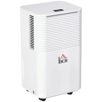 HOMCOM 1500 Sq. Ft Portable Electric Dehumidifiers with 3 Color Lights, LED Display, Quiet Dehumidifier for Basements, Bedroom, Bathroom, Closet, RV, 25pt/Day, White(m-1)