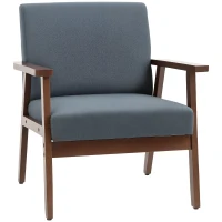 HOMCOM Modern Accent Chairs with Cushioned Seat, Upholstered Linen-Feel Armchair for Bedroom, Living Room, Dark Gray(m-2)