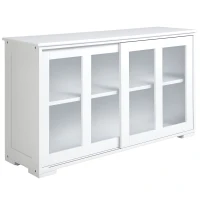 HOMCOM Sideboard Buffet Cabinet, Stackable Credenza, Coffee Bar Cabinet with Sliding Glass Door and Adjustable Shelf, White(m-1)