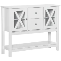 HOMCOM Modern Sideboard, Glass Door Buffet Cabinet with Storage Drawers and Adjustable Shelves, Console Table for Living Room, Kitchen, Entryway, White(m-2)
