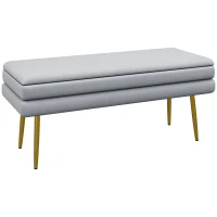 HOMCOM 39" Storage Ottoman, Velvet End of Bed Bench with Steel Legs, Foot Stool with Storage for Bedroom, Living Room(m-11)