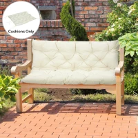 Outsunny 2 Seater Garden Bench Cushion, Soft Thick Outdoor Non-Slip 2 Seater Soft Pad With Backrest for Garden Patio, 52" x 43" x 4", Beige(m-1)