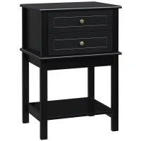 HOMCOM Side Table with 2 Storage Drawers, Modern End Table with Bottom Shelf for Living Room, Home Office, Black(m-1)