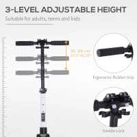 Soozier Foldable Kick Scooter with Adjustable Handlebar, Rear Brake, Dual Shock-Absorbing and Large Solid PU Tires Aluminum Frame for 14 Years Old and Up Teens Adult, White(m-4)