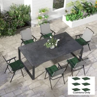 Outsunny 6-Piece Seat Cushion Replacement, Outdoor Patio Chair Cushions Set with Ties, Button Tufted, Dark Green(m-1)