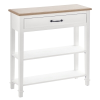 HOMCOM Modern Style Sofa Console Entry Hallway Table with Drawer and Shelves, Sturdy Build, and Large Storage, White