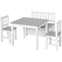 Qaba 4-Piece Kids Table and Chair Set with Storage(m-1)