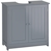 HOMCOM Under Sink Bathroom Cabinet, Pedestal Sink Storage Cabinet with 2 Doors, Shelf and U-Shape, Gray(m-1)