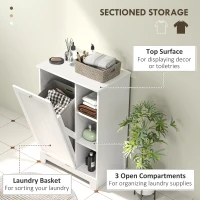 HOMCOM Laundry Cabinet with Removable Basket, Tilt Out Laundry Hamper with Adjustable Shelf and Open Compartments, White(m-4)
