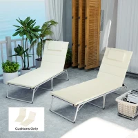 Outsunny Foldable Chaise Lounge Cushion Set of 2, Outdoor Lounge Chair Cushion Set, UPF50+ 230gsm Olefin, 80" x 26" Cream White(m-10)