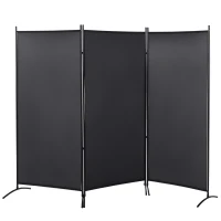 HOMCOM 6' 3 Panel Room Divider, Double Hinged Folding Wall Divider, Indoor Privacy Screen for Home Office,  Charcoal Grey(m-11)