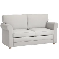 HOMCOM 59" Loveseat Sofa for Bedroom, Modern Love Seats Furniture, Upholstered 2 Seater Couch with Solid Steel Frame and Beech Wood Legs for Living Room, Light Grey(m-11)