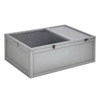 PawHut 37” Wooden Tortoise House Turtle Terrarium/ Small Reptile Enclosure with Two Room Design, Grey(m-1)