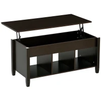 HOMCOM Lift Top Coffee Table, Modern Center Table with Storage Shelves and Hidden Compartment for Living Room, 41" L, Espresso(m-2)