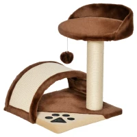 PawHut 18" Cat Tree Scratching Kitty House Kitten Activity Centre Pet Bed Post Furniture with Hanging Toy (Brown)(m-2)