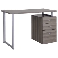 HOMCOM 47" Computer Desk Writing Table Workstation with Multi-Use Reversible File Drawers Metal Frame Home Office Furniture, Dark Wood Grain(m-2)
