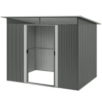 Outsunny 6' x 8.5' Outdoor Metal Garden Shed Utility Tool Storage Steel Backyard House, Dark Grey(m-11)