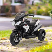 Qaba Kids Electric Motorcycle Ride-On Toy with 3 Wheels, Music, Horn, Lights, Black(m-8)