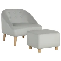 Qaba Kids Sofa Set, Toddler Chair, Sofa & Ottoman for Bedroom, Playroom, Children's Couch for 3-5 Years, Grey(m-1)