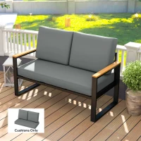 Outsunny 2 Seater 5" Thick Outdoor Seat Cushions with 7" Backrest, Loveseat Outdoor Furniture Cushions, Fade-Resistant Replacement Patio Cushions for Indoor Outdoor, Light Grey(m-1)