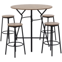 HOMCOM 5-Piece Bar Table and Chairs Set, Space Saving Dining Table & 4 Stools