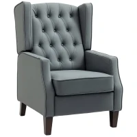 HOMCOM Faux Leather Armchair, Modern Accent Chair with Thick Padding for Living Room, Bedroom, Home Office, Grey(m-11)