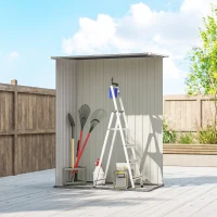 Outsunny 4.7' x 3' Outdoor Storage Shed, Galvanized Metal Utility Garden Tool House, 2 Vents and Lockable Door for Backyard, Patio, Garage, Lawn, Gray(m-8)