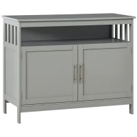 HOMCOM Kitchen Sideboard, Buffet Cabinet, Wooden Storage Console Table with 2-Level Cabinet and Open Shelf, Grey(m-2)