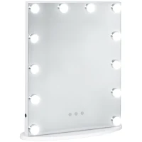 HOMCOM, Hollywood Lighted Makeup Mirror with 12 Dimmable LED Bulbs, 3 Color Lighting Modes, Touch Control Design for Cosmetic Dressing Table, White(m-2)