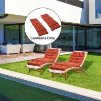 Outsunny Set of 2 Outdoor Chaise Lounge Cushions, 72" x 22" x 4.7" Patio Lounge Chair Cushions with Ties for Outdoor, Indoor, Red(m-8)