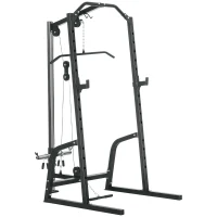 Soozier Power Cage Power Rack with 15-Level Squat Rack, Cable Pulley System, Pull up Stand and Push up Stand(m-11)