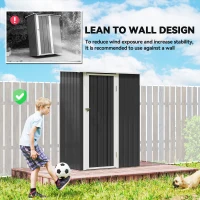 Outsunny 5 x 3ft Outdoor Storage Shed Metal Garden Shed Cabanon with Sloped Roof, Lockable Door for Tool, Grey(m-6)