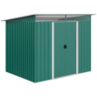 Outsunny 6' x 8.5' Outdoor Metal Garden Shed Utility Tool Storage Steel Backyard House, Dark Green(m-2)