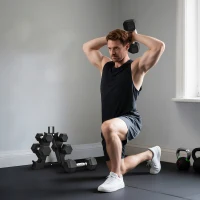 Soozier 60 LBS Hex Dumbbell Set with Rack, Rubber Coated Weights with Non-Slip Handles for Home Gym Strength Training(m-10)