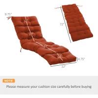 Outsunny Set of 2 Outdoor Chaise Lounge Cushions, 72" x 22" x 4.7" Patio Lounge Chair Cushions with Ties for Outdoor, Indoor, Red(m-3)