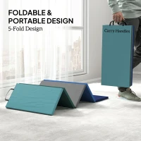 Soozier 6ft Folding Gymnastics Mat, Thick Exercise Mat with Carry Handles for Yoga Aerobics Fitness Training, Mixed Colour(m-5)