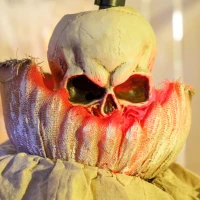 Outsunny 68" Life Size Halloween Animated Pumpkin Clown with Glowing LED Eyes, Battery Operated, Indoor Party Props(m-9)