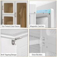 HOMCOM Portable Wardrobe, Foldable Plastic Closet with 8 Compartments, 2 Hanging Rods and Magnetic Clear Doors, Brown(m-7)