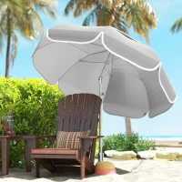 Outsunny 6 ft Beach Umbrella Portable with Sand Anchor, Carry Bag, Adjustable Height & Tilt, UPF50+ UV Protection, Grey(m-10)