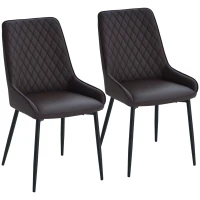 HOMCOM Upholstered Kitchen Chairs, Modern Dining Chairs Set of 2 with Diamond Tufting and Steel Legs for Dining Room, Dark Brown(m-2)