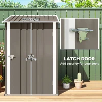 Outsunny 3.3' x 3.4' Lean-to Outdoor Garden Storage Shed, Galvanized Steel with Lockable Door for Patio Brown and White(m-5)