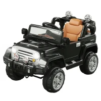 Aosom 12V Kids Electric Toy Car Jeep Power Wheels with Remote Control Black(m-2)