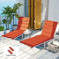 Outsunny 2PCs Patio Chaise Lounge Cushions, Foldable Lounge Chair Cushion, UPF50+ 230gsm Olefin, 80" x 26", Wine Red(m-8)