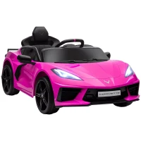 Qaba 12V Kids Electric Car Corvette Licensed w/ Remote Control, Suspension System, Music, Headlight, Slow Start, Pink(m-11)