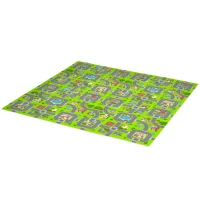 Qaba Kids Foam Puzzle Floor Tiles Baby Toddler Play Mat 36Pcs w/ 24 Side Mat Anti-slip Crawling Learning with End Border Playground Pattern 35SqFt EVA(m-2)